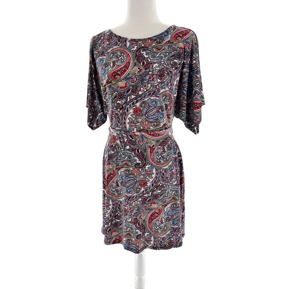 BCBGMAXAZRIA Paisley Tie Waist Dress Womens XS Boho Grannycore Bohemian Holiday - Picture 1 of 9